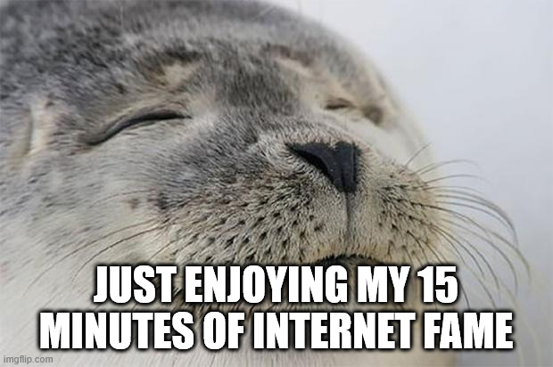 Just enjoying my 15 minutes of internet fame
